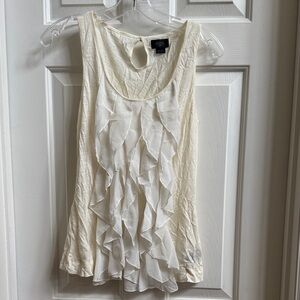 Deletta Ivory Ruffle Front Blouse